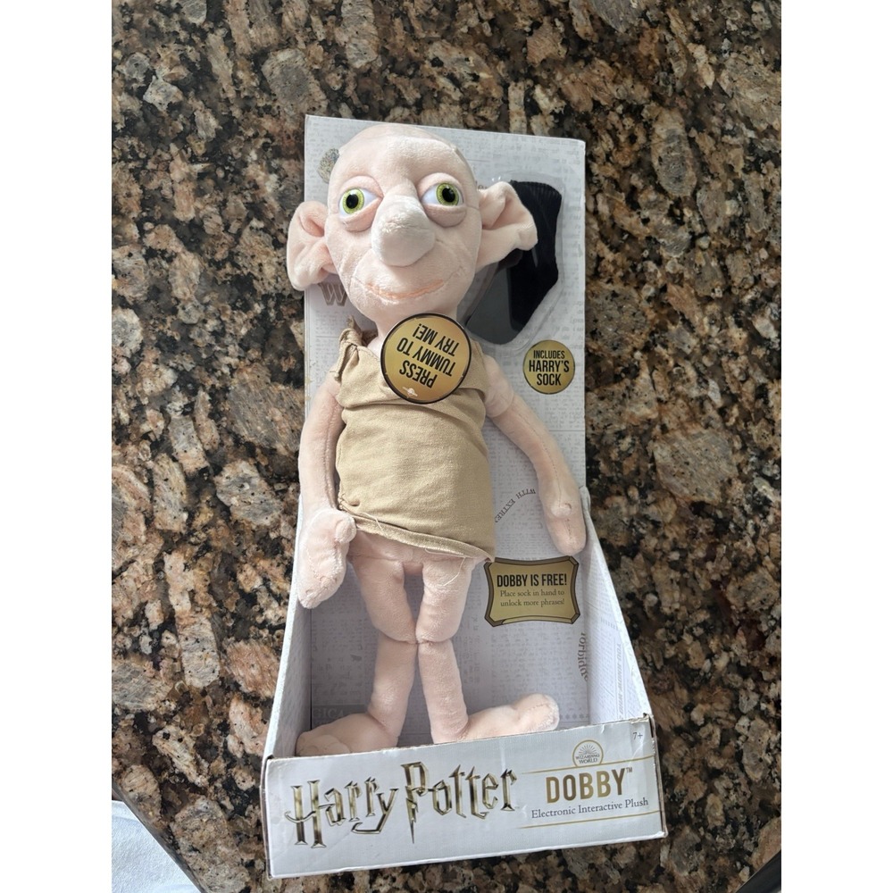 Harry Potter DOBBY Electronic Interactive Plush w/ Sock The Noble Collection NEW